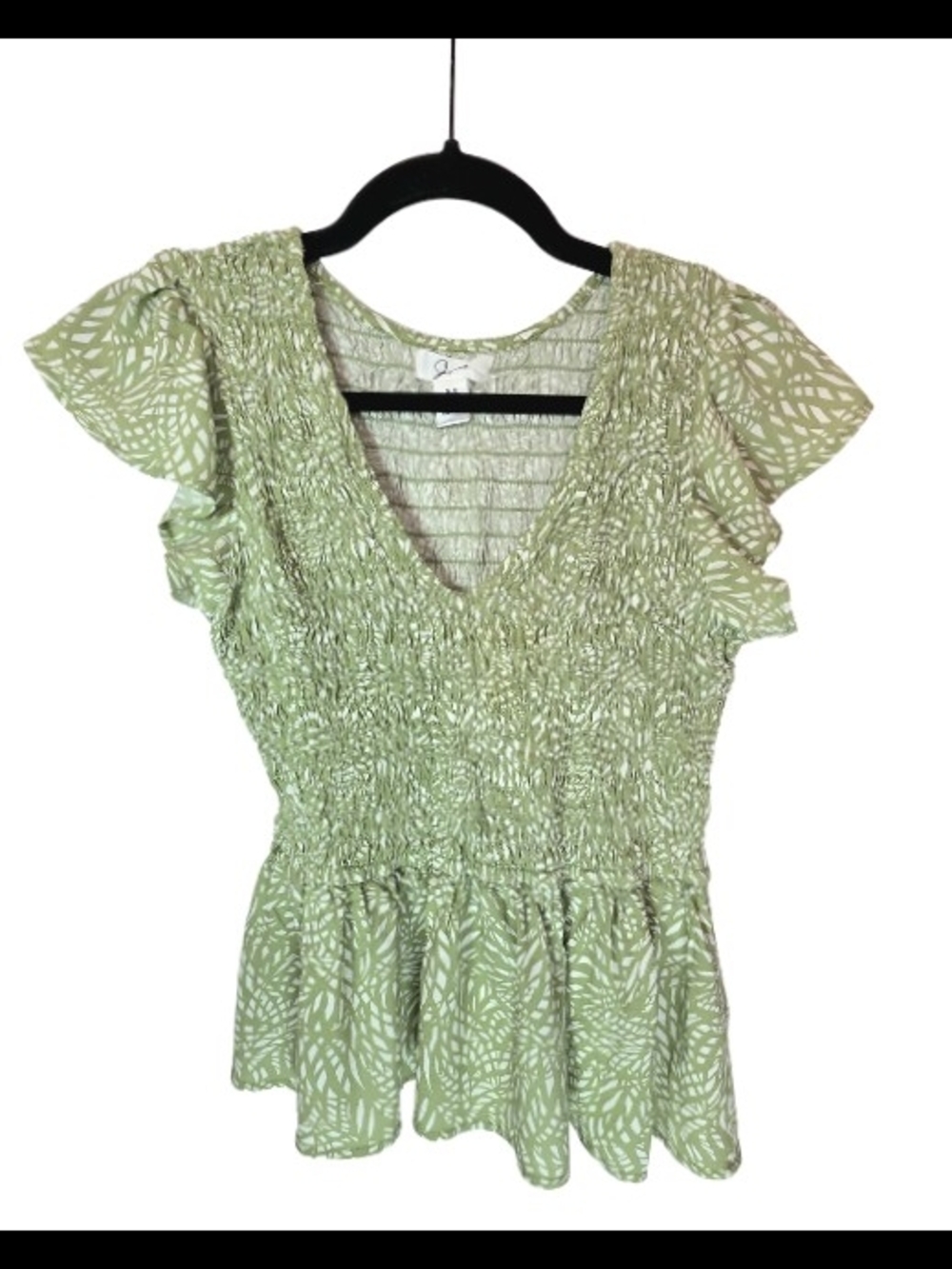 Jopna Bohemian Peplum Cottagecore Crop Bodycon Girlhoodcore Flutter Sleeve Top M